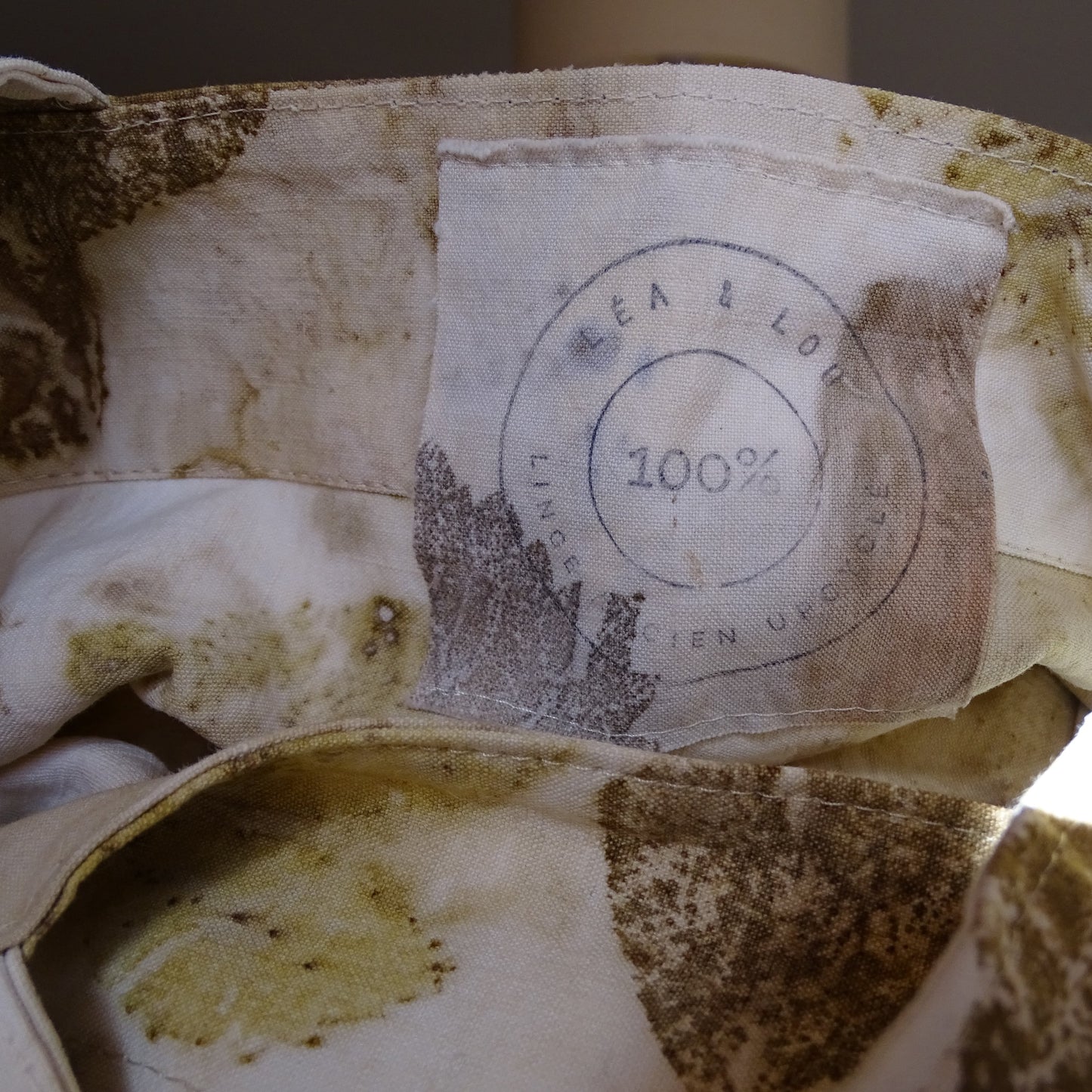 Cabas Lin Ancien Upcyclé Eco-Print Végétal – Pièce Unique Provence