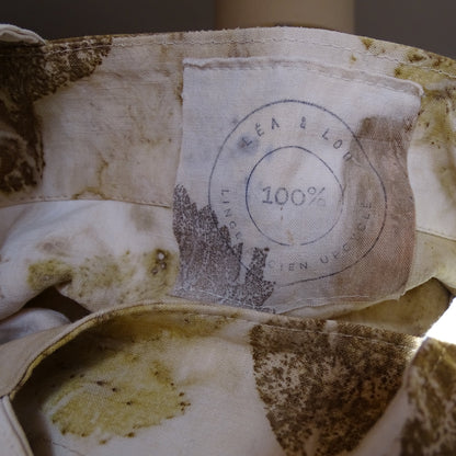 Cabas Lin Ancien Upcyclé Eco-Print Végétal – Pièce Unique Provence